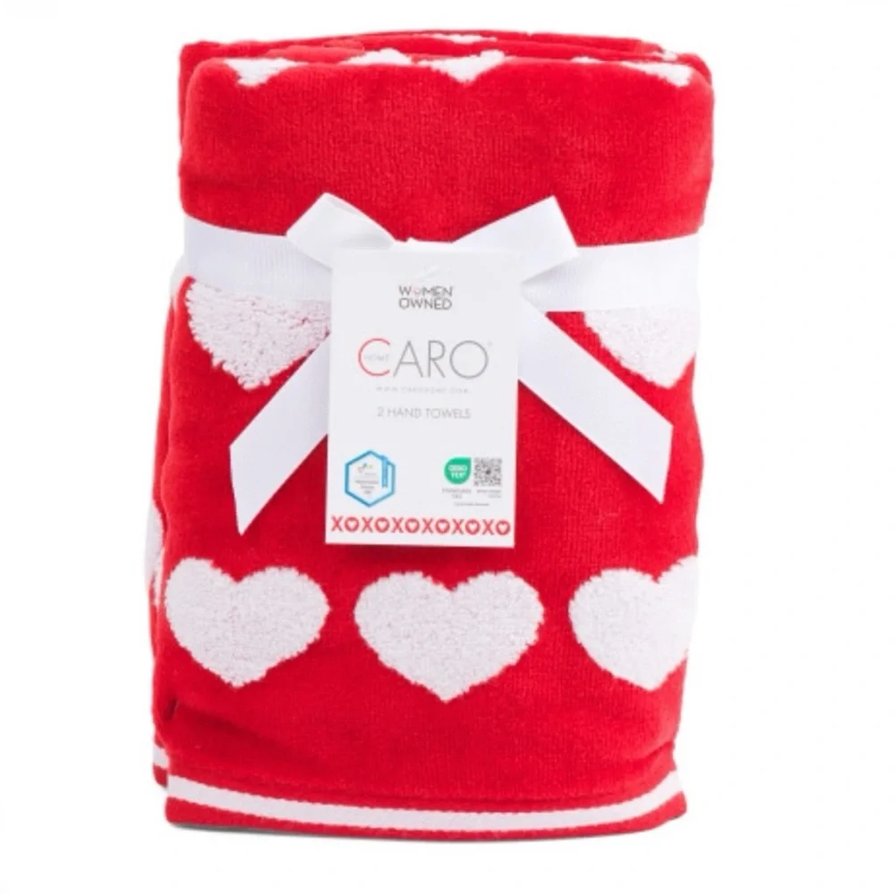 Caro Home Dream Hearts Hand Towels 2 Pack